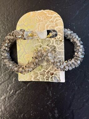 nOir Jewelry Crystal Hoop Earrings in Smoky Gray